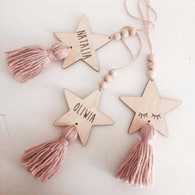 Load image into Gallery viewer, Adorable Sleepy Eye Eyelash Kids Room Decoration Crafts Wood  Wall Hanging Stars Decorative Beads Tassel Photography Props Gift For Kids Bedroom Decor Makeup Sticker For Girls Room Wall Art
