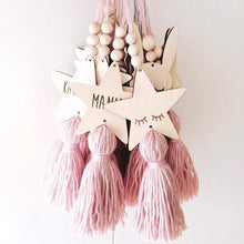 Load image into Gallery viewer, Adorable Sleepy Eye Eyelash Kids Room Decoration Crafts Wood  Wall Hanging Stars Decorative Beads Tassel Photography Props Gift For Kids Bedroom Decor Makeup Sticker For Girls Room Wall Art
