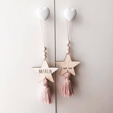 Load image into Gallery viewer, Adorable Sleepy Eye Eyelash Kids Room Decoration Crafts Wood  Wall Hanging Stars Decorative Beads Tassel Photography Props Gift For Kids Bedroom Decor Makeup Sticker For Girls Room Wall Art
