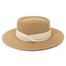 Load image into Gallery viewer, Adult Summer Straw Hat Fashion Casual Beach Fedora Hat Wide Brim Straw Hat Luxury Fedora Summer Packable Sun Hat Lightweight Women Beach Sun Hat Breathable Sun Hats For Women 56-58cm
