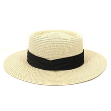 Load image into Gallery viewer, Adult Summer Straw Hat Fashion Casual Beach Fedora Hat Wide Brim Straw Hat Luxury Fedora Summer Packable Sun Hat Lightweight Women Beach Sun Hat Breathable Sun Hats For Women 56-58cm
