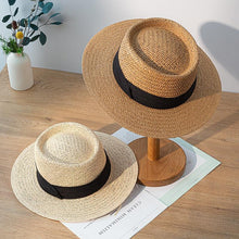 Load image into Gallery viewer, Adult Summer Straw Hat Fashion Casual Beach Fedora Hat Wide Brim Straw Hat Luxury Fedora Summer Packable Sun Hat Lightweight Women Beach Sun Hat Breathable Sun Hats For Women 56-58cm
