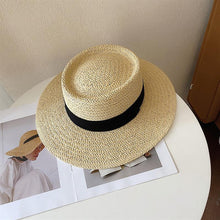 Load image into Gallery viewer, Adult Summer Straw Hat Fashion Casual Beach Fedora Hat Wide Brim Straw Hat Luxury Fedora Summer Packable Sun Hat Lightweight Women Beach Sun Hat Breathable Sun Hats For Women 56-58cm
