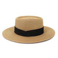 Load image into Gallery viewer, Adult Summer Straw Hat Fashion Casual Beach Fedora Hat Wide Brim Straw Hat Luxury Fedora Summer Packable Sun Hat Lightweight Women Beach Sun Hat Breathable Sun Hats For Women 56-58cm
