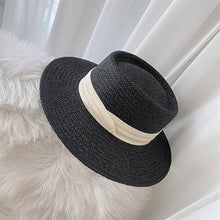 Load image into Gallery viewer, Adult Summer Straw Hat Fashion Casual Beach Fedora Hat Wide Brim Straw Hat Luxury Fedora Summer Packable Sun Hat Lightweight Women Beach Sun Hat Breathable Sun Hats For Women 56-58cm
