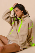 Load image into Gallery viewer, BiBi Contrast Edge Half Zip Up Sherpa Jacket
