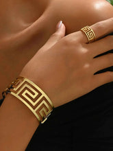Load image into Gallery viewer, 18K Gold-Plated Stainless Steel : Geometric Bracelet and Ring Jewelry Set
