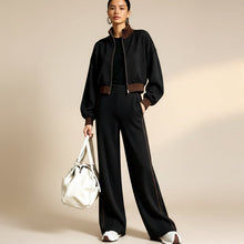 Load image into Gallery viewer, Women's Color-Block Ribbed Turtleneck Two-Piece Set
