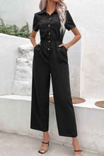 Load image into Gallery viewer, Perfee Collared Neck : Short Sleeve Jumpsuit
