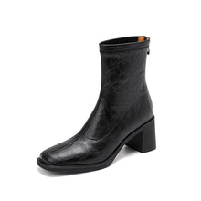 Load image into Gallery viewer, Stretch Retro Chunky Heels Commuter Boots — High Heel Style
