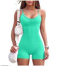 Load image into Gallery viewer, Spaghetti Strap Shorts Jumpsuit Sports Yoga Workout Tight Romper Women Fashion Fitness Sportwear
