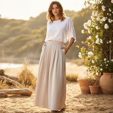 Load image into Gallery viewer, Women's High-Waist Pleated Wide-Leg Pants – Relaxed Bohemian Linen
