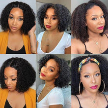 Load image into Gallery viewer, Afro Kinky Curly Wig Human Hair Wigs T Part Transparent Lace Short Curly Bob Wigs Thick Wigs For Women Human Hair Wigs Wigs For Black Women Gifts for Girlfriends
