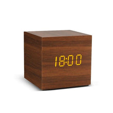 Load image into Gallery viewer, Alarm Clock LED Wooden Watch Digital Alarm Clock with Wooden Electronic LED Time Display 3 Alarm Settings Humidity &amp; Temperature Detect Wood Made Electric Clocks Table Voice Control Digital Wood USB/AAA Powered Electronic Desktop Clocks
