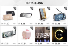 Load image into Gallery viewer, Alarm Clock LED Wooden Watch Digital Alarm Clock with Wooden Electronic LED Time Display 3 Alarm Settings Humidity &amp; Temperature Detect Wood Made Electric Clocks Table Voice Control Digital Wood USB/AAA Powered Electronic Desktop Clocks
