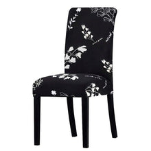 Load image into Gallery viewer, All black flower printed Chair Cover Washable Removable big elastic seat Covers Slipcovers Stretch for banquet hotel arm wedding
