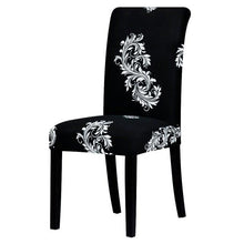 Load image into Gallery viewer, All black flower printed Chair Cover Washable Removable big elastic seat Covers Slipcovers Stretch for banquet hotel arm wedding
