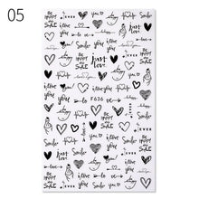 Load image into Gallery viewer, Alphabet Love Shaped  Pattern 3D Nail Stickers Slider Valentine Day Decals Foil For Love Nail Art Decoration Pop Art Nail Stickers Sexy Girl Designs Comics Water Transfer Decals Manicure Lips Nail Art Decorations Slider Nail Art Stickers
