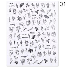 Load image into Gallery viewer, Alphabet Love Shaped  Pattern 3D Nail Stickers Slider Valentine Day Decals Foil For Love Nail Art Decoration Pop Art Nail Stickers Sexy Girl Designs Comics Water Transfer Decals Manicure Lips Nail Art Decorations Slider Nail Art Stickers
