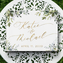 Load image into Gallery viewer, Alternatives Flower Wedding Guest Book Personalized White Guestbook Wedding Guestbook Album Custom Wood Look Printable Guestbook  Family Scrapbook Albums Family Anniversary Gift For Couple
