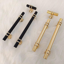 Load image into Gallery viewer, Aluminum Alloy Black Gold Door Handle Wardrobe Kitchen Cabinet Drawer Solid Handle Furniture Handle European Modern Hardware Modern Furniture Cupboard Door Drawer Handles
