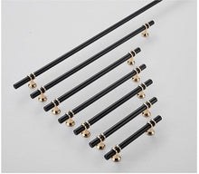Load image into Gallery viewer, Aluminum Alloy Black Gold Door Handle Wardrobe Kitchen Cabinet Drawer Solid Handle Furniture Handle European Modern Hardware Modern Furniture Cupboard Door Drawer Handles
