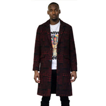 Load image into Gallery viewer, Kearny black and burgundy houndstooth pattern Wool Coat Jacket
