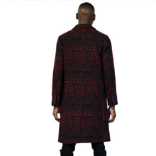 Load image into Gallery viewer, Kearny black and burgundy houndstooth pattern Wool Coat Jacket
