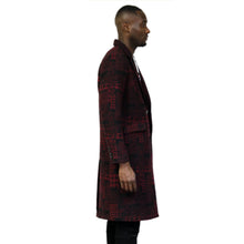 Load image into Gallery viewer, Kearny black and burgundy houndstooth pattern Wool Coat Jacket
