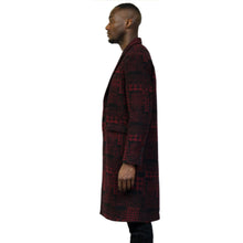 Load image into Gallery viewer, Kearny black and burgundy houndstooth pattern Wool Coat Jacket
