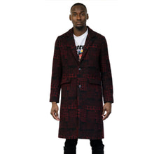 Load image into Gallery viewer, Kearny black and burgundy houndstooth pattern Wool Coat Jacket
