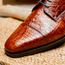 Load image into Gallery viewer, 21-532-CGM ANDREA Crocodile Lace Up, Cognac
