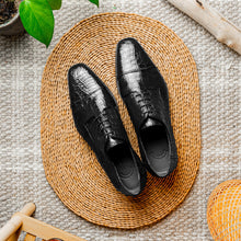 Load image into Gallery viewer, 21-532-BKM ANDREA Crocodile Lace Up, Black
