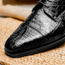 Load image into Gallery viewer, 21-532-BKM ANDREA Crocodile Lace Up, Black
