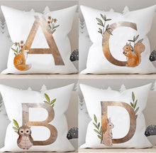 Load image into Gallery viewer, Animal Printed Pillow Cover Cartoon Giraffe Fox Bunny White Seat Polyester Decorative Cushion Cover Sofa Kids Room Alphabet Pillow Cover With Cute Animals Pillow Cases Outdoor Indoor Square Cushion Covers For Home Sofa Couch 45x45cm
