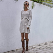 Load image into Gallery viewer, Textured Tie Waist Sweater Dress
