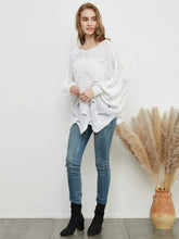Load image into Gallery viewer, Loose Batwing Sleeve Hollow Out Knit Sweater Top
