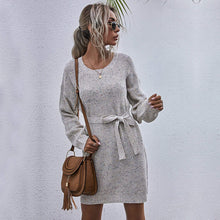 Load image into Gallery viewer, Textured Tie Waist Sweater Dress
