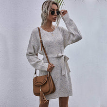 Load image into Gallery viewer, Textured Tie Waist Sweater Dress
