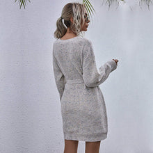 Load image into Gallery viewer, Textured Tie Waist Sweater Dress

