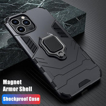 Load image into Gallery viewer, Anti Shock Case For iPhone 11 12 13 14 Pro XR Xs Max X 8 7 6 Plus 5S Magnet Armor Case Cover For iPhone Bumper Back Cover Case Full Protection with Ring Holder &amp; in-Built Kickstand 360 Degree Protection
