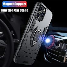Load image into Gallery viewer, Anti Shock Case For iPhone 11 12 13 14 Pro XR Xs Max X 8 7 6 Plus 5S Magnet Armor Case Cover For iPhone Bumper Back Cover Case Full Protection with Ring Holder &amp; in-Built Kickstand 360 Degree Protection

