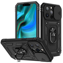 Load image into Gallery viewer, Armor Shockproof Phone Case For iPhone 13 12 11 Pro Max X XR XS Max 11 13 Pro Magnetic Ring Stand Holder Back Cover Slide Camera Cover &amp; Kickstand Built-in 360° Rotate Ring Stand Magnetic Cover Case

