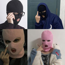 Load image into Gallery viewer, Army Tactical Mask 3 Hole Full Face Mask Ski Mask Winter Cap Balaclava Motorbike Motorcycle Helmet Full Helmet Neck Gaiter, Winter Balaclava Warm Knit Beanie for Outdoor Sports Outdoor Full Face Cover Thermal Ski Mask
