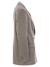Load image into Gallery viewer, Tagliatore Women Stretch Wool Double-Breasted Pinstripe Blazer
