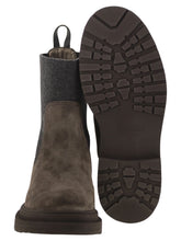 Load image into Gallery viewer, Brunello Cucinelli Women Suede Boot With Knitted Insert And Precious Loop Detail
