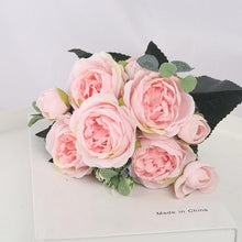 Load image into Gallery viewer, Artificial Flowers 1 Bouquet 9 heads Peony Tea Rose Autumn Silk Fake Flowers For Living Room Home Garden Wedding Decoration Artificial Silk Fake Flowers Rose Floral Decor Bouquet
