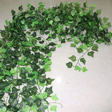 Load image into Gallery viewer, Artificial Ivy Leaf Garland Fake Leaves Hanging Vines  For Home Decor Creeper Green Ivy Artificial Ivy Garland Greenery Hanging Plant Vine for Wedding Wall Party Room Astethic Stuff Decor 100pcs Leaf 1 piece 2.4M
