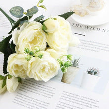 Load image into Gallery viewer, Artificial Roses Flowers Bundle Of Beautiful Silk Peony Bouquet For Home Wedding Party Scrapbook Decoration Accessories         Artificial Rose Flowers Bouquet Silk Flowers Rose for Home Bridal Wedding Party Festival Decor

