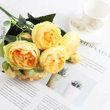 Load image into Gallery viewer, Artificial Roses Flowers Bundle Of Beautiful Silk Peony Bouquet For Home Wedding Party Scrapbook Decoration Accessories         Artificial Rose Flowers Bouquet Silk Flowers Rose for Home Bridal Wedding Party Festival Decor
